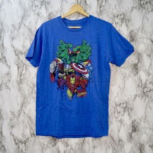 Marvel Comics Avengers Retro Superhero Graphic T Shirt T-Shirt Tee Large Blue